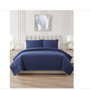 Seventh Studio Seashell Quilted 3-Pc. Quilt Set, Full/ Queen - Dark Blue